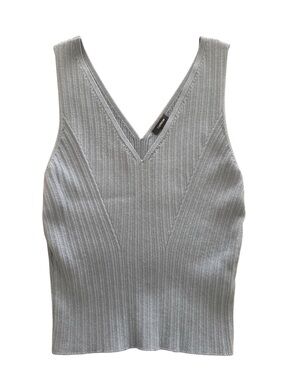 Express Light Blue Ribbed V-Neck Knit Tank Top Size M